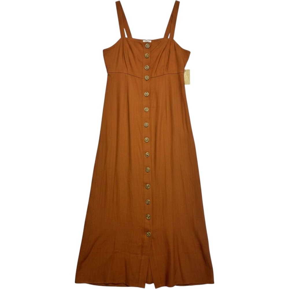 Forever 21 Red Sahara Maxi Dress Cottagecore Button Front Small Camel Brown